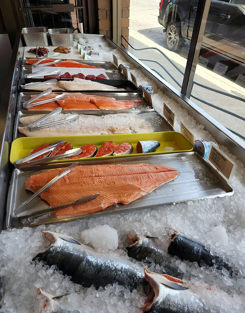 Fine Kettle o Fish fresh fish in store window long view
