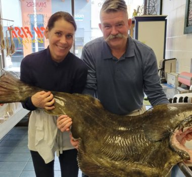 Fine Kettle o Fish Kathy and Bob holding very large fish