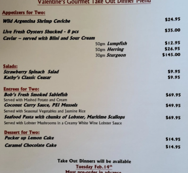 Fine Kettle o Fish Valentines Menu