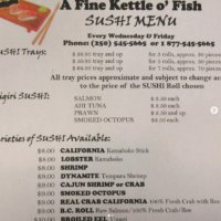 Fine Kettle o Fish Wed and Fri Sushi Menu
