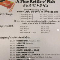 Fine Kettle o Fish Wed and Fri Sushi Menu