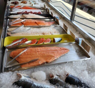 Fine Kettle o Fish fresh fish in store window long view