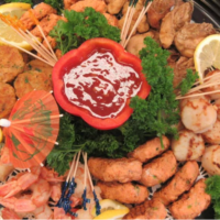 Fine Kettle o Fish fried seafood platter with sauce